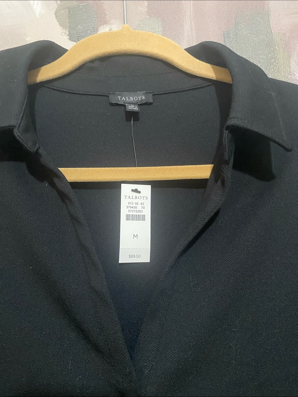Talbots Black V-neckline Collared Blouse - Medium - Picture 14 of 16